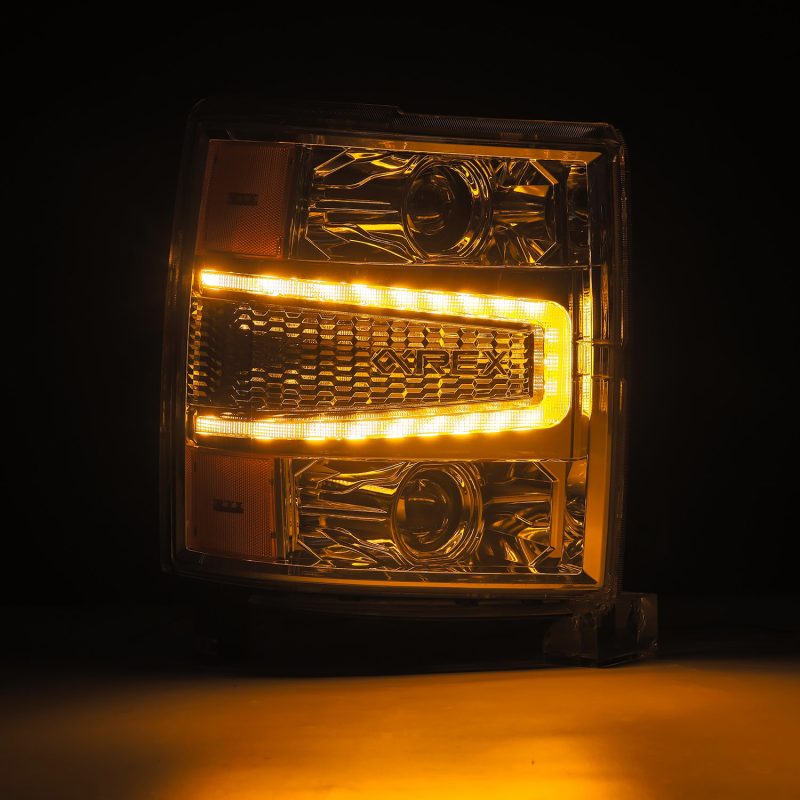 AlphaRex 04-15 Chevy 1500HD LUXX LED Proj Headlights Chrome w/Seq Activation Light / Seq Signal 880243
