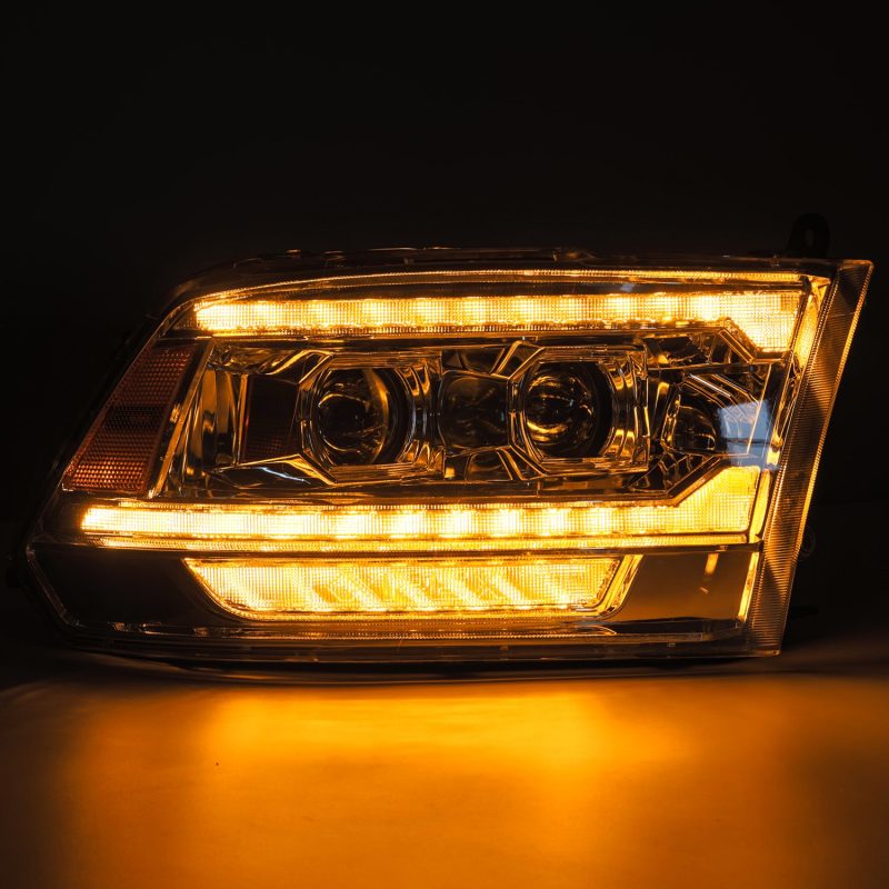 AlphaRex 09-18 Dodge Ram 2500 LUXX LED Proj Headlights Plank Style Chrm w/Activ Light/Seq Signal/DRL 880559