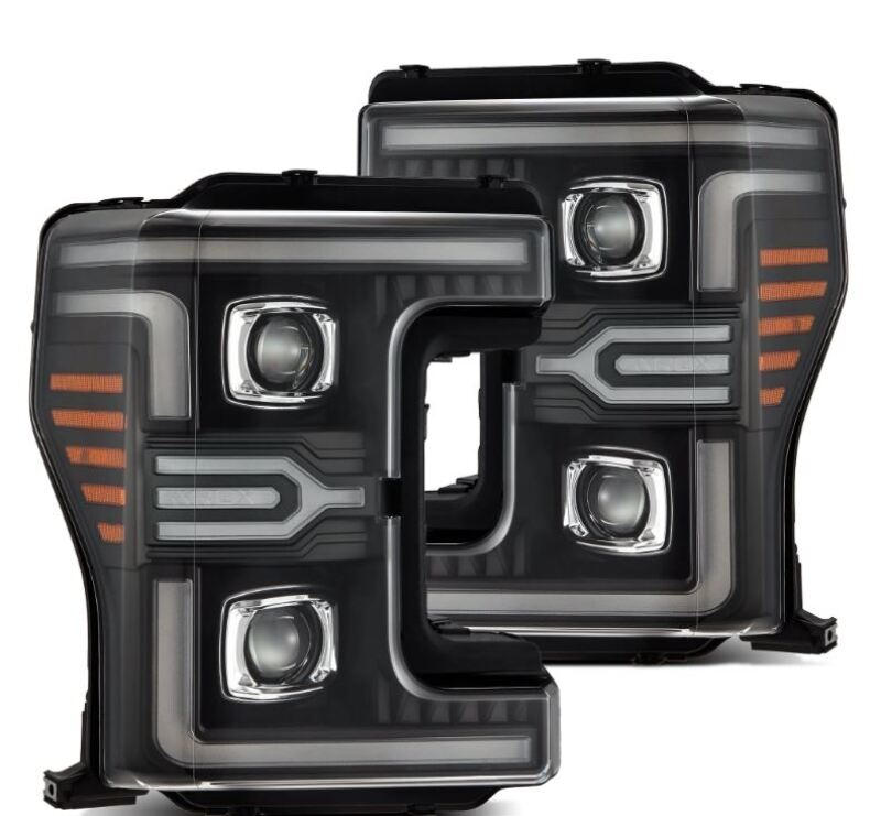 AlphaRex 17-19 Ford F-250/350/450/550 Super Duty LUXX-Series LED Proj Headlights Blk w/SS & SBDRL 880323