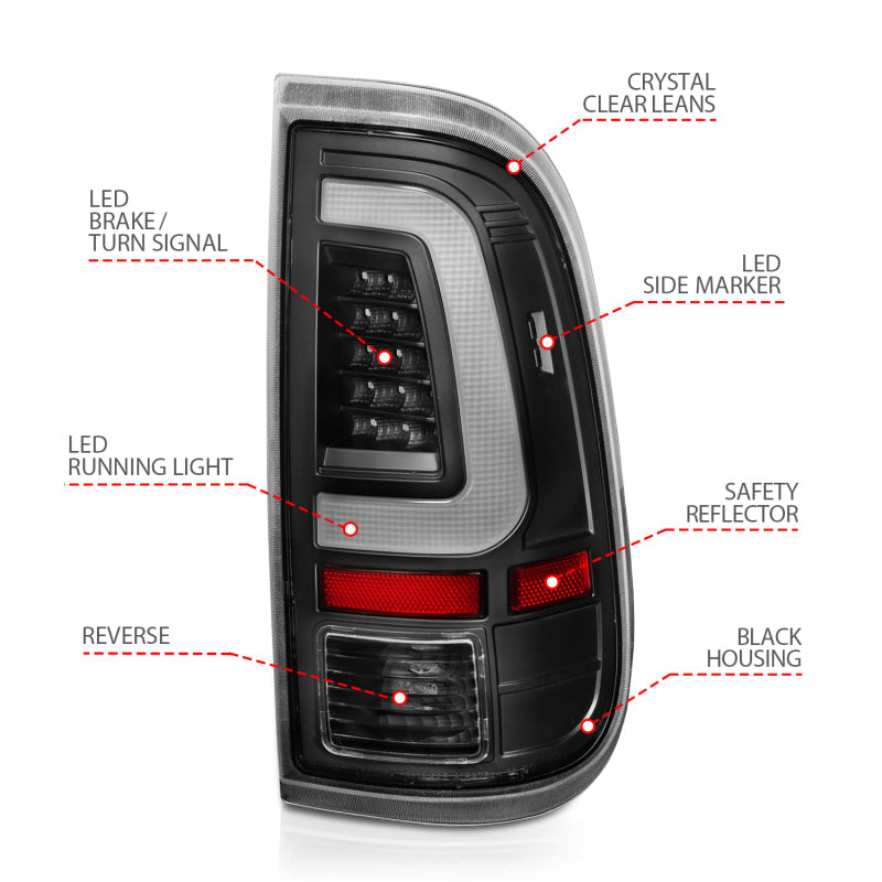 ANZO 2008-2016 Ford F-250 LED Taillights Black Housing Clear Lens (Pair) 311356
