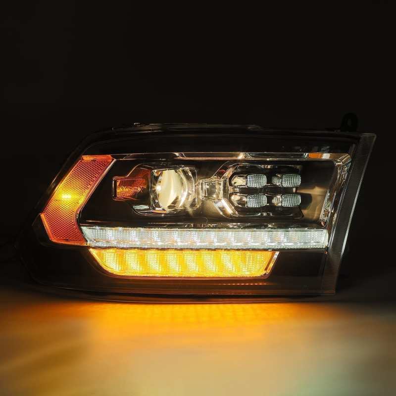 AlphaRex 09-18 Dodge Ram 2500 LUXX LED Proj Headlights Plank Style Black w/Activ Light/DRL 880526