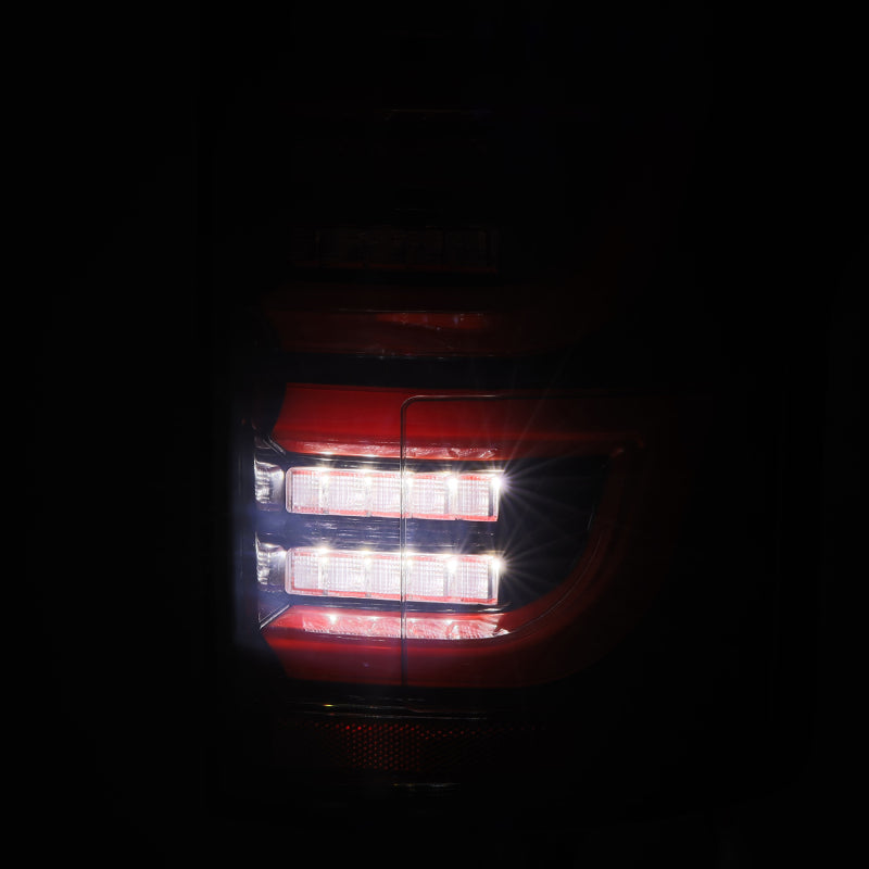 AlphaRex 15-20 Ford F-150 Luxx LED Tail Lights (Pair) Black/Red (Not For Blind Spot Sensor Models) 652050
