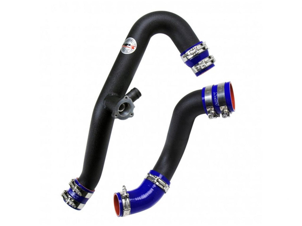 HPS Intercooler Hot Charge Pipe and Cold Side with Blue Hoses 15-17 Ford Mustang Ecoboost 2.3L Turbo, Black