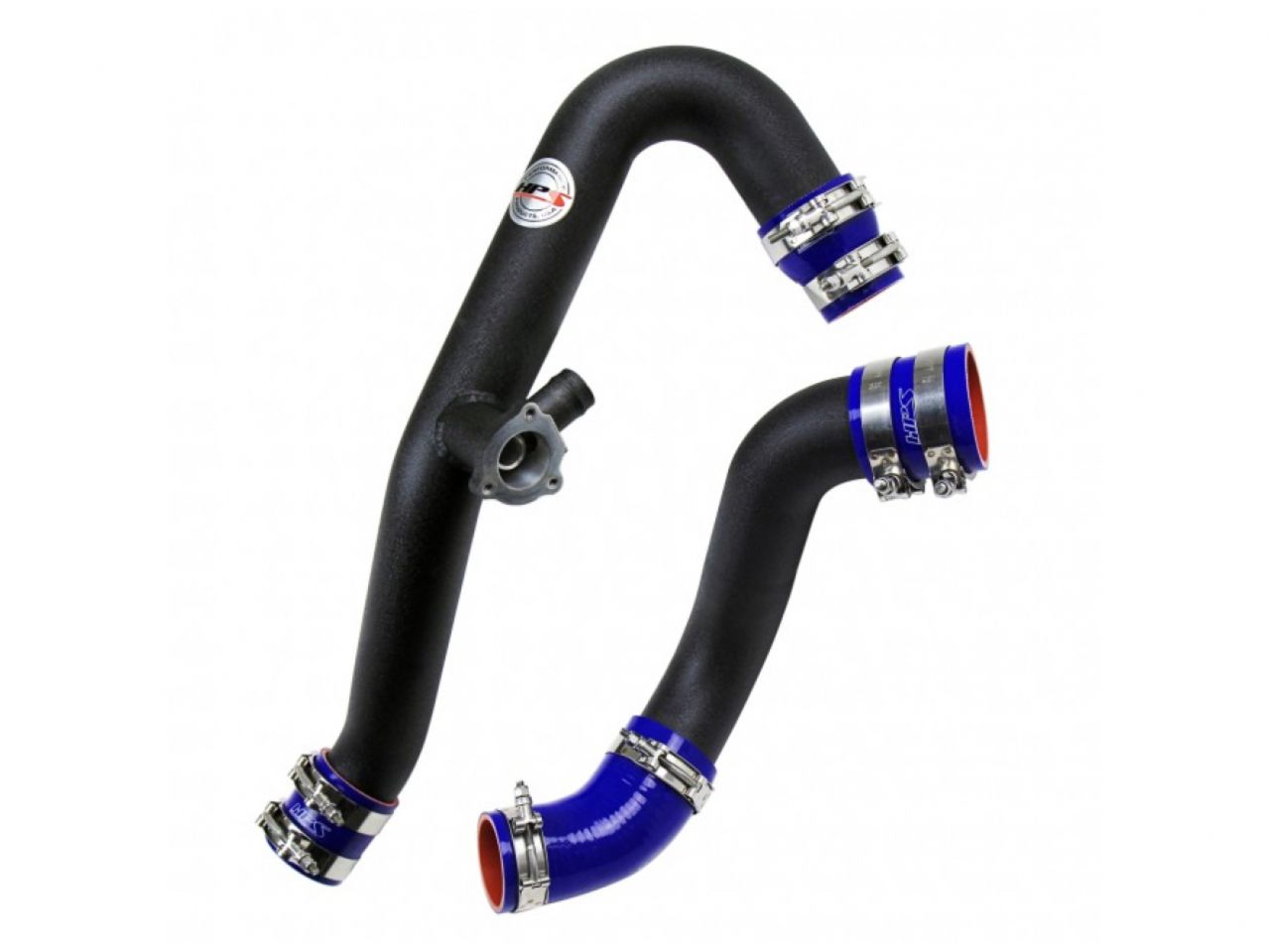 HPS Intercooler Hot Charge Pipe and Cold Side with Blue Hoses 15-17 Ford Mustang Ecoboost 2.3L Turbo, Black