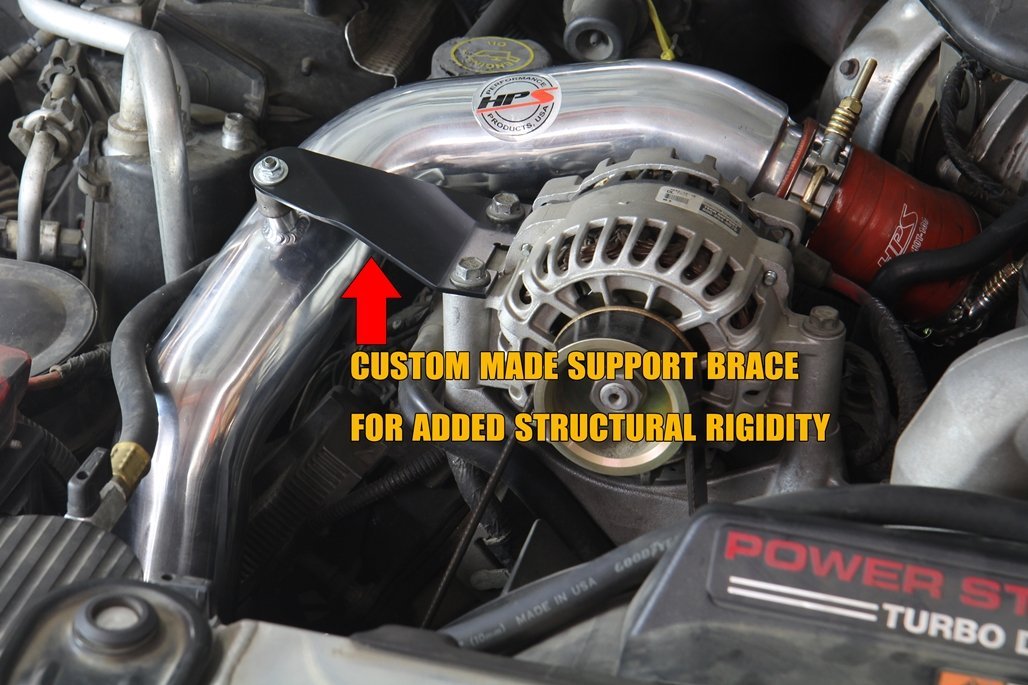HPS Hot & Cold Side Charge Pipe with Intercooler Boots Kit, 03-07 Ford F450 Superduty Powerstroke 6.0L Diesel Turbo, Red