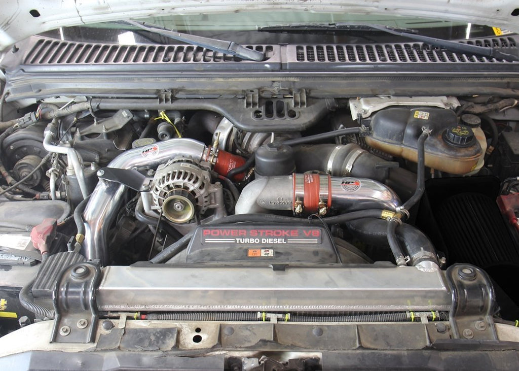 HPS Hot & Cold Side Charge Pipe with Intercooler Boots Kit, 03-07 Ford F450 Superduty Powerstroke 6.0L Diesel Turbo, Red