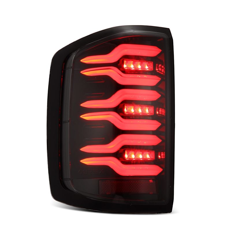 AlphaRex 14-18 Chevy Silverado 1500 Luxx-Series LED Tail Lights Alpha-Black w/Activ Light/Seq Signal 620040