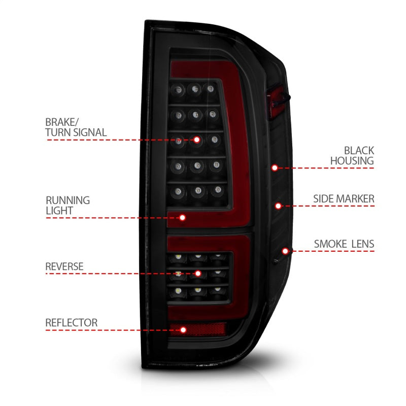 ANZO 2014-2021 Toyota Tundra LED Taillights Black Housing/Smoke Lens 311437