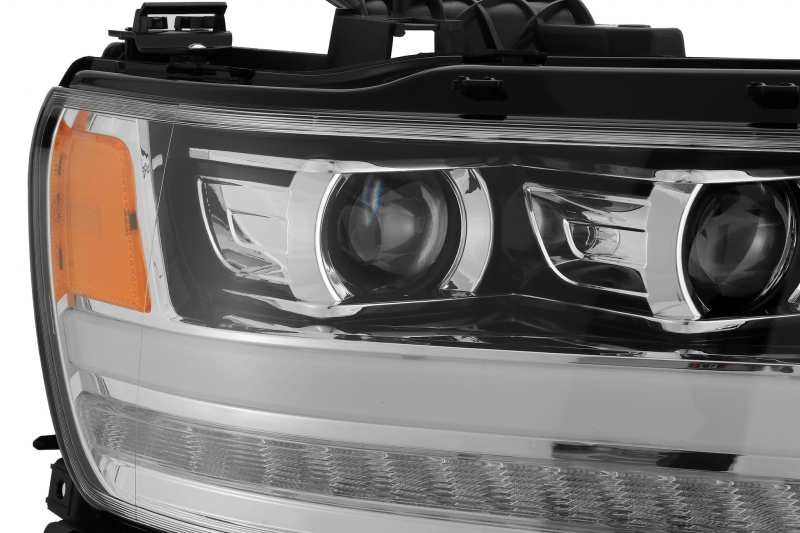 AlphaRex 19-20 Dodge Ram 1500 LUXX LED Proj Headlights Plank Chrome w/Activ Light/Seq Signal/DRL 880544