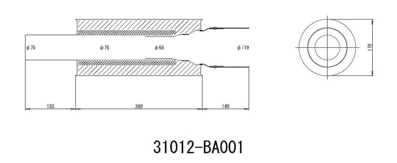 HKS Universal Carbon-Ti Cat-Back Exhaust - 170mm Shell/75mm Diameter
