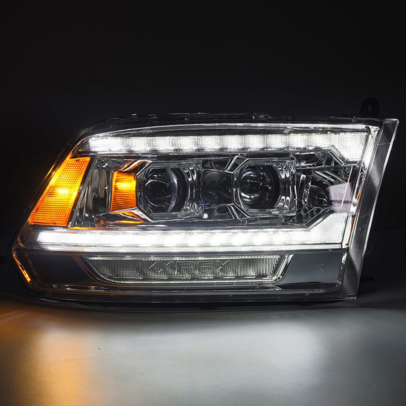AlphaRex 09-18 Dodge Ram 2500 LUXX LED Proj Headlights Plank Style Chrm w/Activ Light/Seq Signal/DRL 880559