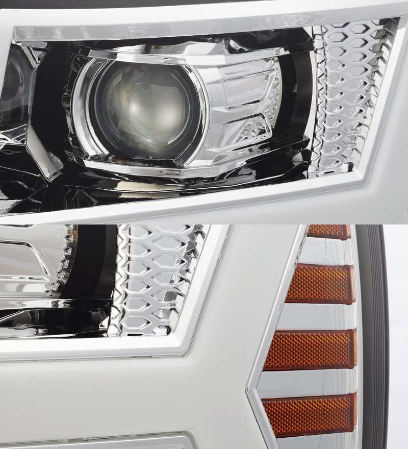 AlphaRex 07-13 Chevy 1500 LUXX LED Proj Headlights Plank Design Chrome w/ Activ Light/Seq Signal/DRL 880222