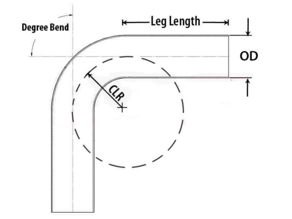 HPS 2-1/4" OD 110 Degree Bend 6061 Aluminum Elbow Pipe Tubing 16 Gauge w/ 3" CLR