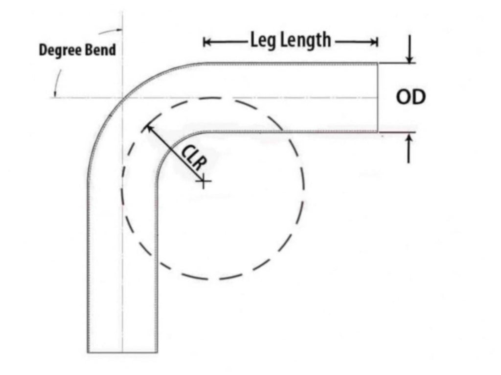 HPS 2-1/2" OD 20 Degree Bend 6061 Aluminum Elbow Pipe Tubing 16 Gauge w/ 4" CLR