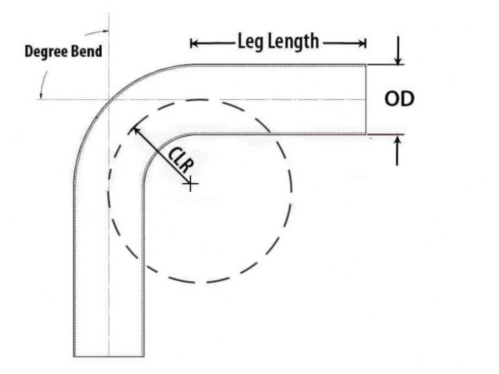 HPS 3-1/2" OD 70 Degree Bend 6061 Aluminum Elbow Pipe Tubing 16 Gauge w/ 5-5/8" CLR