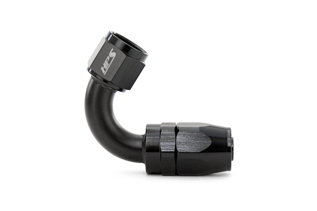 HPS Performance Straight/ 30-180 Degree 4-12 Compression Double Swivel Hose End to AN Female, Aluminum, Black