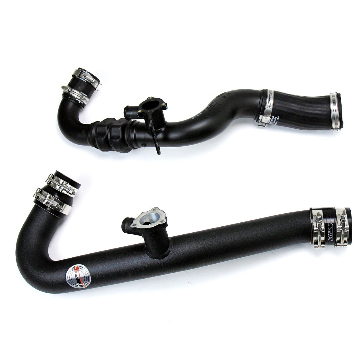 HPS Intercooler Hot Charge Pipe and Cold Side with Blue Hoses 15-17 Ford Mustang Ecoboost 2.3L Turbo, Black