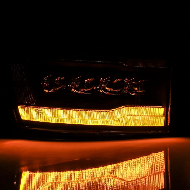 AlphaRex 06-08 Dodge Ram 1500HD NOVA LED ProjHeadlights Plank Style Blk w/Seq Signal/DRL/Amber LED 880536