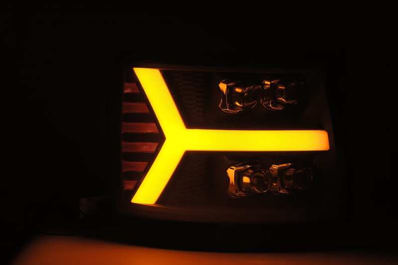AlphaRex 07-13 Chevy 1500HD NOVA LED Proj Headlights Plank Style Gloss Blk w/Activ Light/Seq Signal 880208