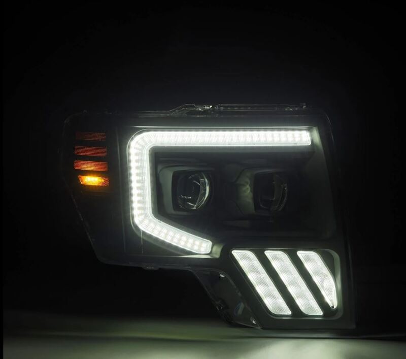 AlphaRex 09-14 Ford F-150 PRO-Series Projector Headlights Plank Style Black w/Activ Light/Seq Signal 880481