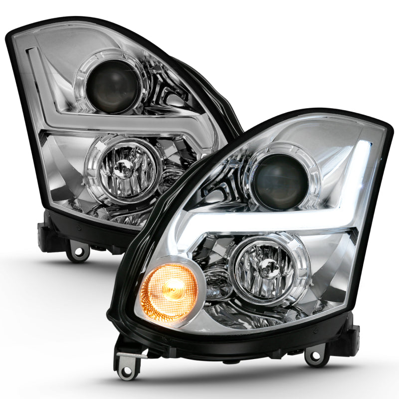 ANZO 2003-2007 Infiniti G35 Projector Headlight Plank Style Black (HID Compatible, No HID Kit ) 121557