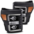 AlphaRex 11-16 Ford F-350 SD LUXX LED Proj Headlights Plank Style Black w/Activ Light/Seq Signal 880146