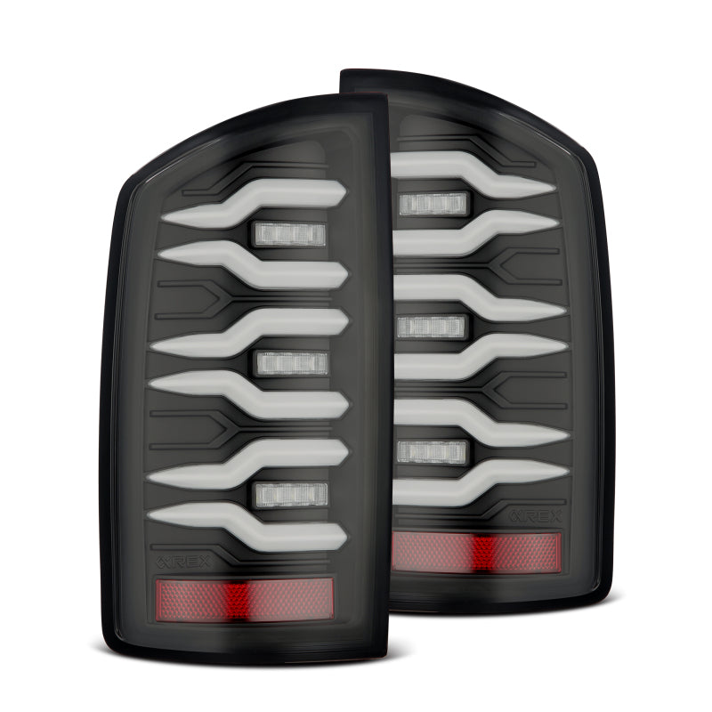 AlphaRex 07-08 Dodge Ram 1500/07-09 Dodge Ram 2500+3500 Luxx-Series LED Tail Lights (Pair) Black 641040