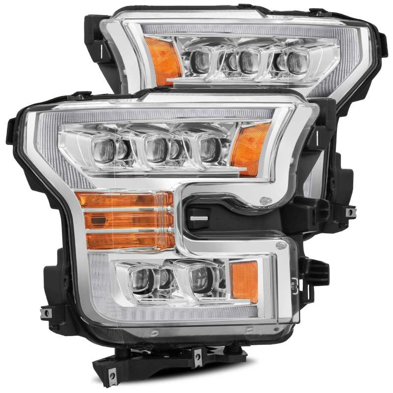 AlphaRex 17-20 Ford Raptor NOVA LED Proj Headlights Plank Style Chrm w/Activ Light Sequential Signal 880151