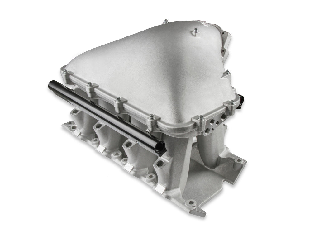 8.2" SBF Ford Hi-Ram Intake Manifold with 95mm 1986-95 Ford 5.0 Throttle Body Flange Side Mount Top.