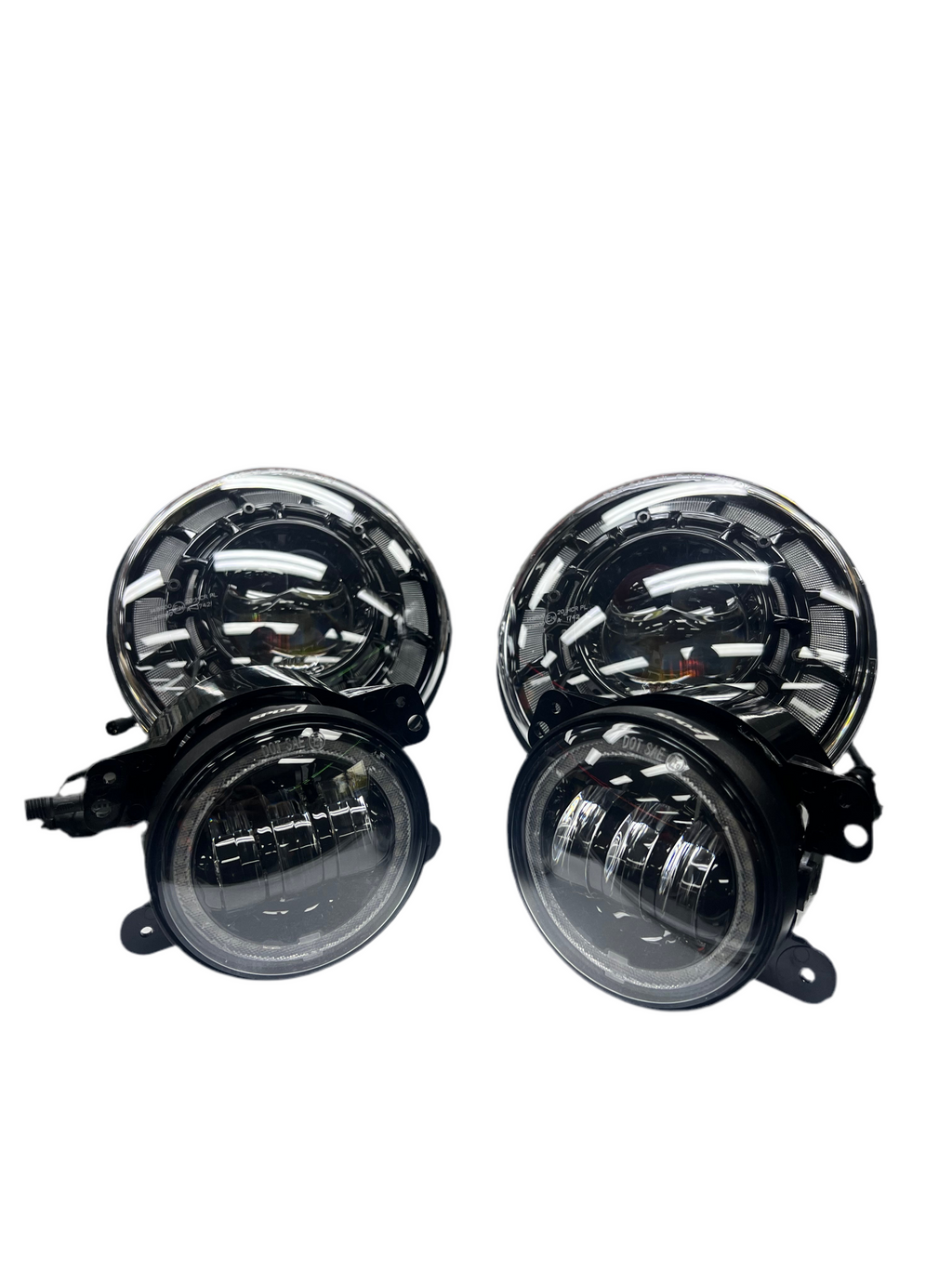 SPDZ1 Oculus 7” RGB LED Headlights with LED RGB Fog Light Kit – App Controlled Multi-Mode Halo (Pre-Order)