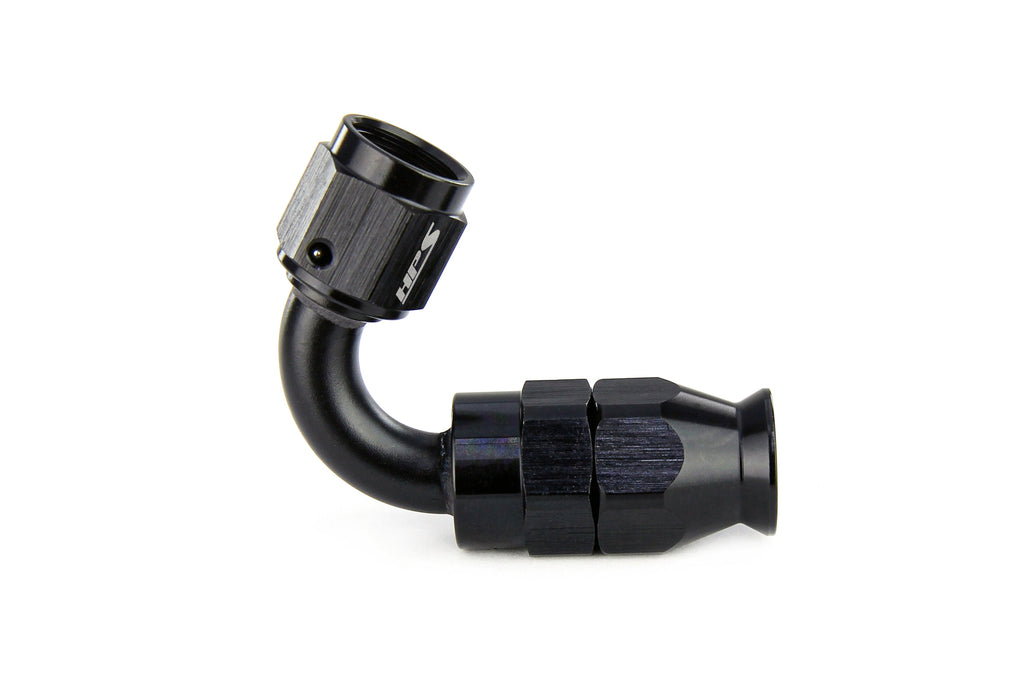 HPS Performance Straight/ 30-180 Degree 3-10 Compression Teflon Hose End to AN Female for Stainless Steel Reinforced PTFE Hose, Aluminum, Black