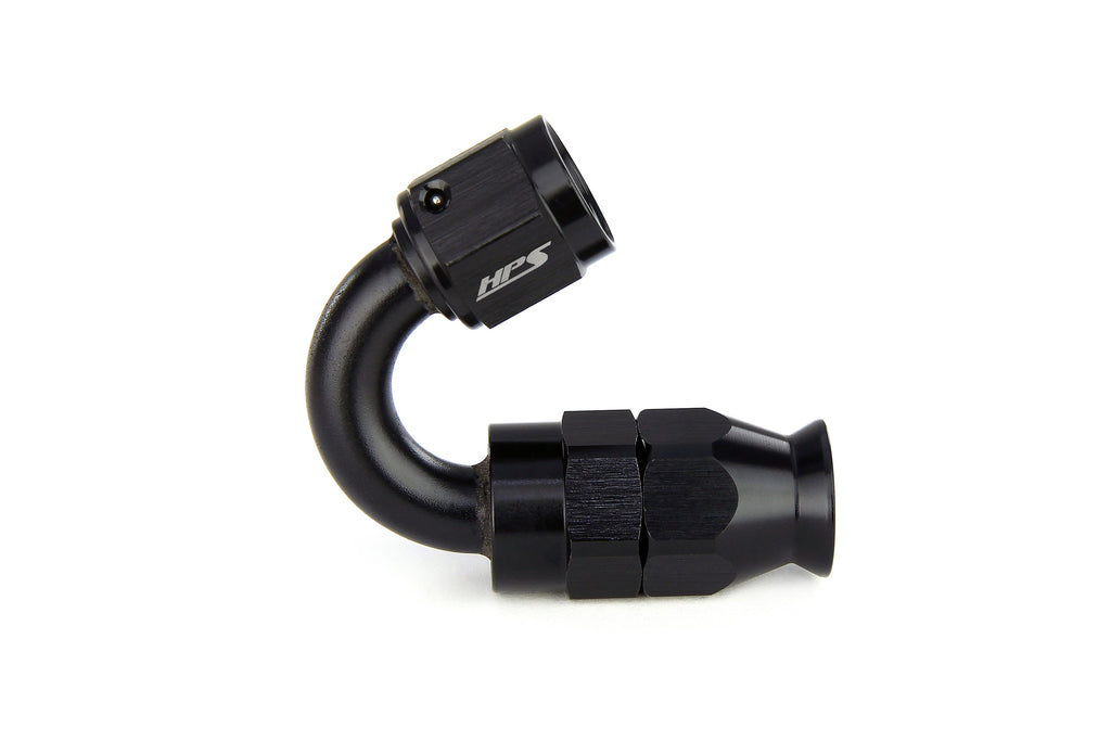 HPS Performance Straight/ 30-180 Degree 3-10 Compression Teflon Hose End to AN Female for Stainless Steel Reinforced PTFE Hose, Aluminum, Black