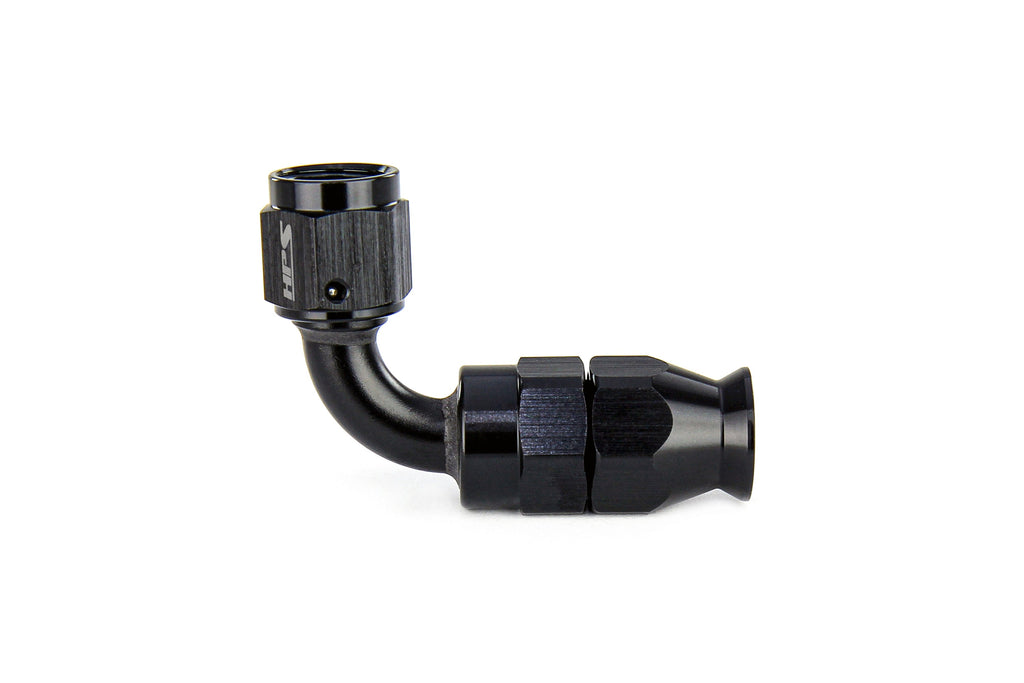 HPS Performance Straight/ 30-180 Degree 3-10 Compression Teflon Hose End to AN Female for Stainless Steel Reinforced PTFE Hose, Aluminum, Black