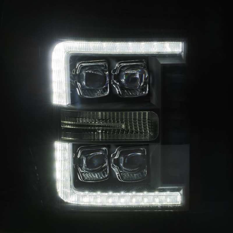 AlphaRex 11-16 Ford F-350 SD NOVA LED Proj Headlights Plank Style Alpha Blk w/Activ Light/Seq Signal 880147