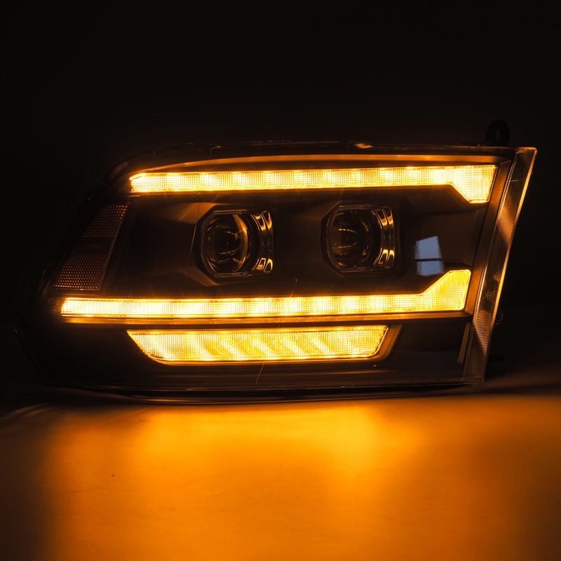 AlphaRex 09-18 Dodge Ram 2500 LUXX LED Proj Headlights Plank Style Blk w/Activ Light/Seq Signal/DRL 880558