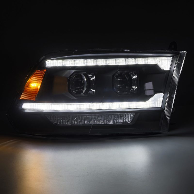 AlphaRex 09-18 Ram 1500/2500 PRO-Series Proj Headlights Black w/Sequential Signal and Top/Middle DRL 880561