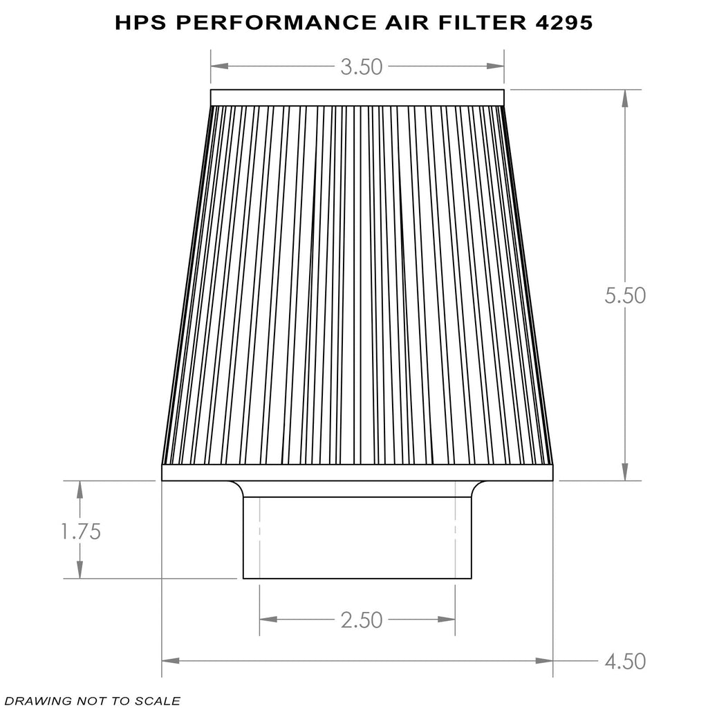 HPS Air Filter 2.5" ID, 4.5" Base, 3.5" Top, 7.25" Overall Length