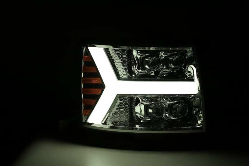 AlphaRex 07-13 Chevy 1500HD NOVA LED Proj Headlights Plank Style Chrm w/Activ Light/Seq Signal 880207