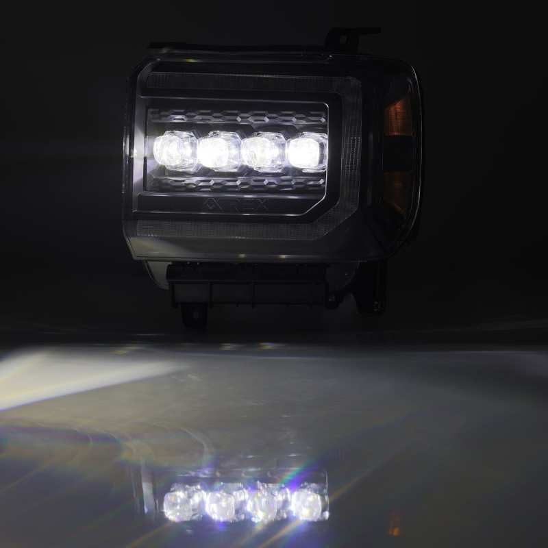 AlphaRex 14-18 GMC Sierra NOVA LED Proj Headlights Plank Style Black w/Activ Light/Seq Signal/DRL 880617