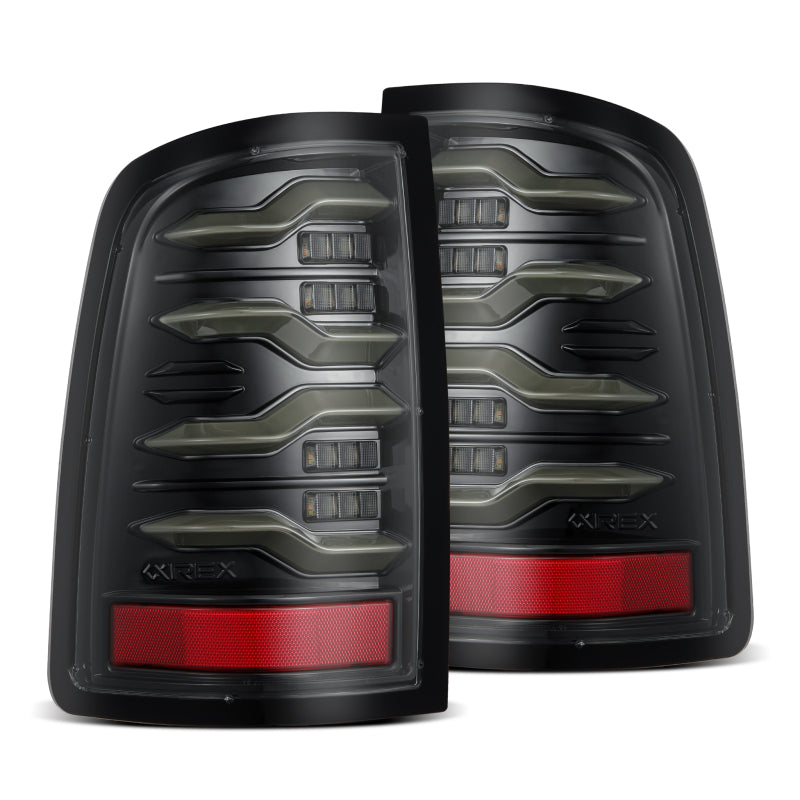 AlphaRex 09-18 Dodge Ram Luxx-Series LED Tail Lights Alpha-Black w/ Activation Light & Seq. Signal 640003