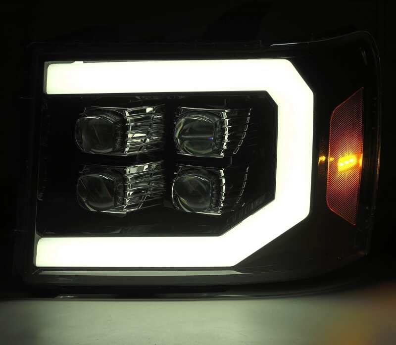 AlphaRex 07-14 GMC 2500HD NOVA LED Proj Headlight Plank Style Matte Blk w/Activ Light/Seq Signal/DRL 880607