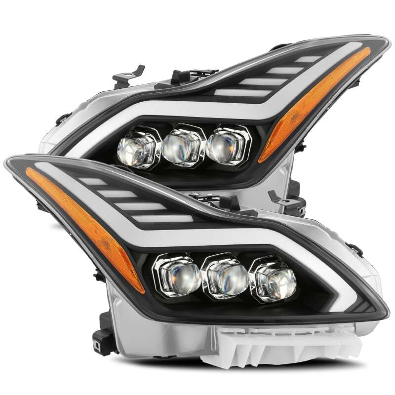AlphaRex 08-13 Infiniti G37 NOVA LED Proj Headlights Alpha Black w/Activ Light/Seq Signal/Switch DRL 881986
