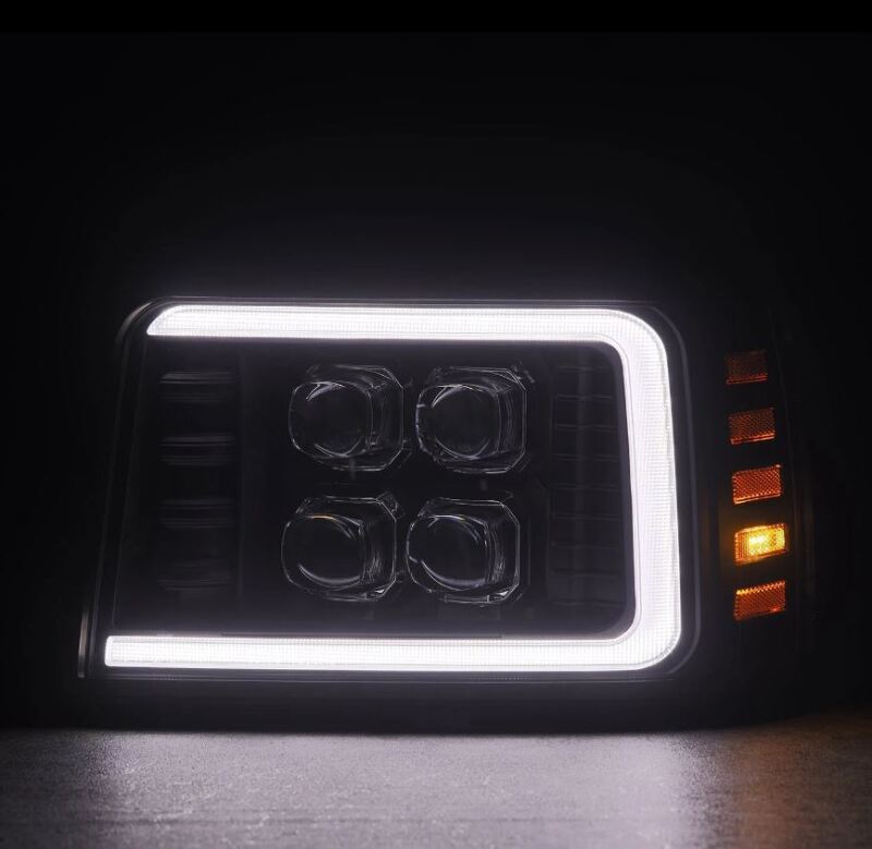 AlphaRex 92-96 Ford F-Series/Bronco NOVA-Series LED Proj Headlight Bk w/Actv Light SeqSig & SBDRL 880299