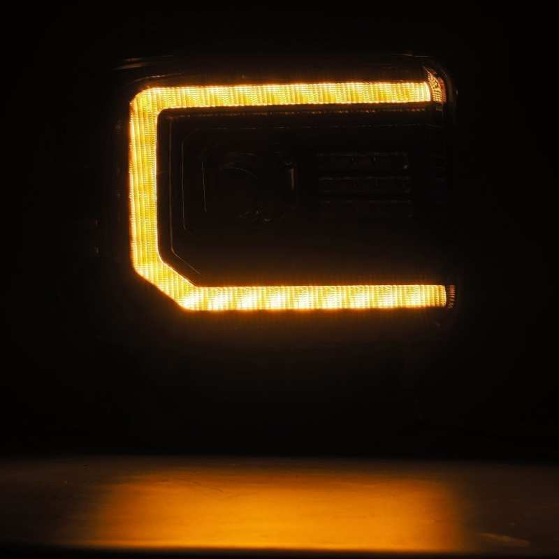 AlphaRex 14-18 GMC Sierra LUXX LED Proj Headlights Plnk Style Alpha Blk w/Activ Light/Seq Signal/DRL 880614