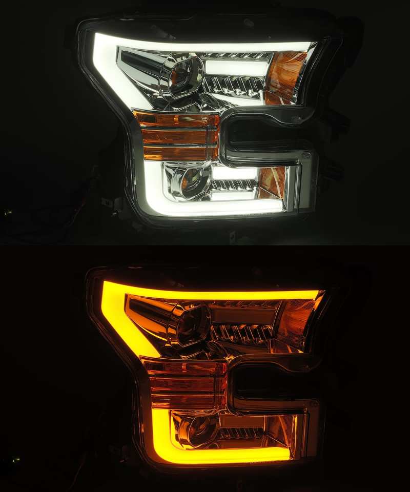 AlphaRex 15-17 Ford F-150 PRO-Series Projector Headlights Plank Style Chrm w/Activ Light/Seq Signal 880157