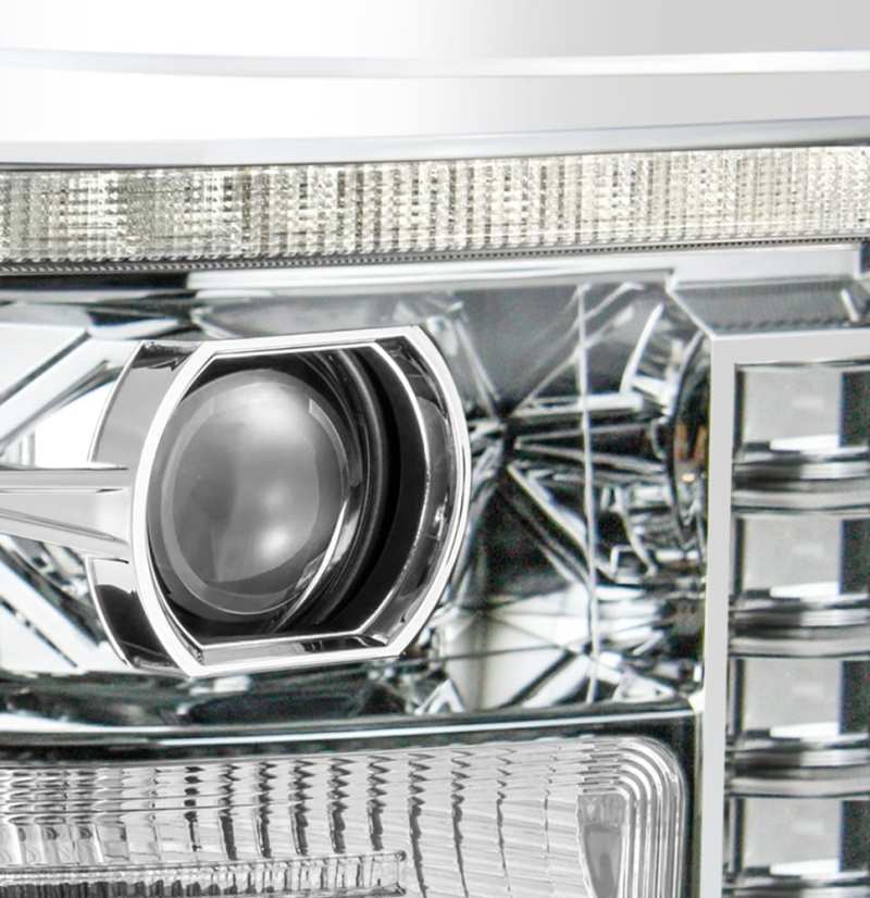 AlphaRex 11-16 Ford F-350 SD LUXX LED Proj Headlights Plank Style Chrm w/Activ Light/Seq Signal/DRL 880145