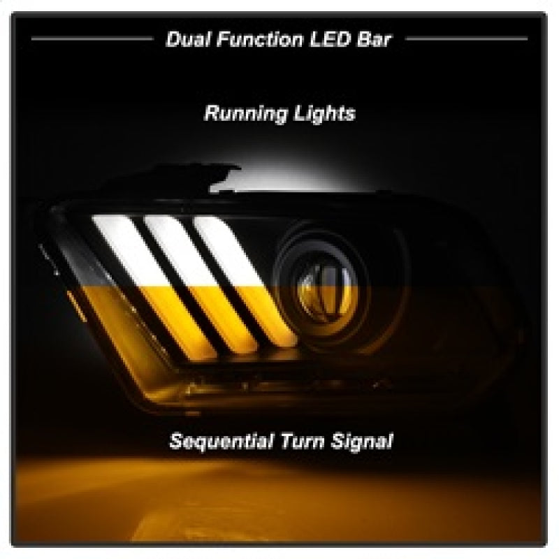 Spyder 10-13 Ford Mustang - Halogen - Projector Headlights - LED Signals -Black (PRO-YD-FM2010V2-BK) 5085429