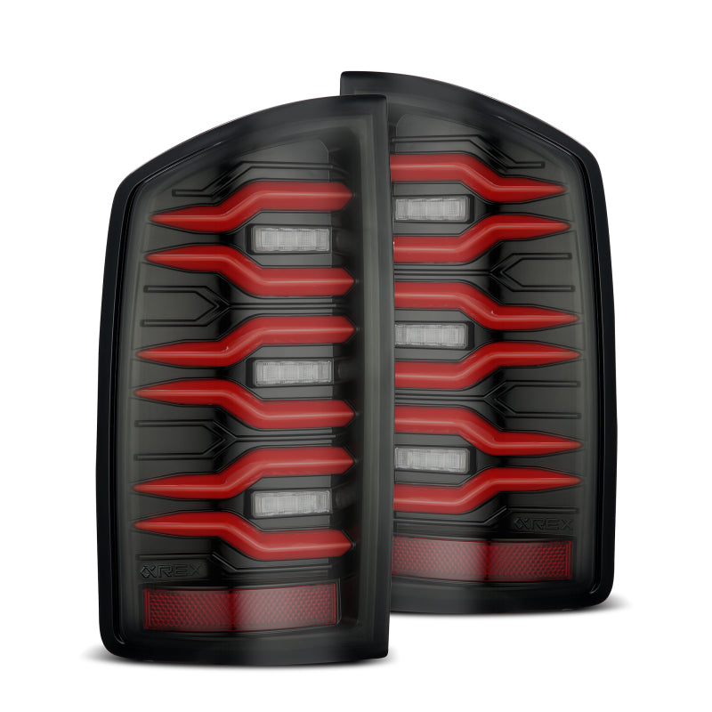 AlphaRex 02-06 Dodge Ram1500 + 03-06 Dodge Ram2500/3500 Luxx-Series LED Tail Lights (Pair) Black/Red 641030