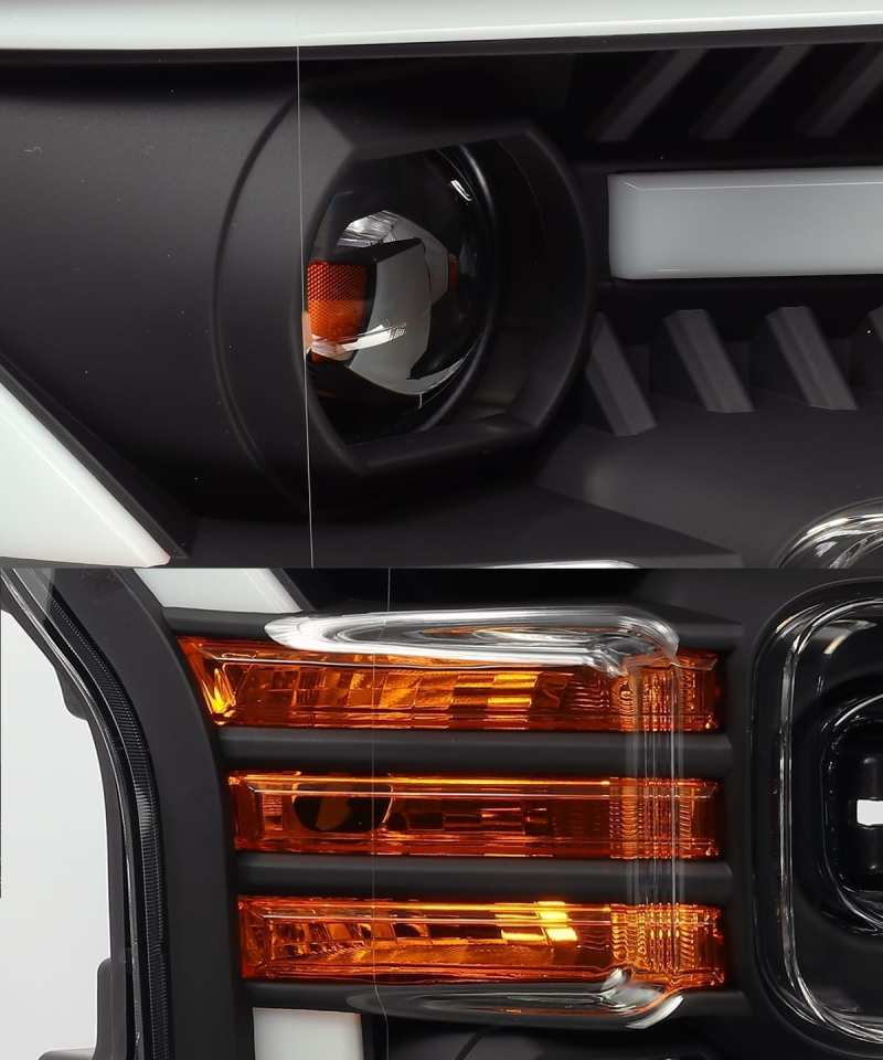 AlphaRex 15-17 Ford F-150 LUXX LED Projector Headlights Plank Style Alpha Blk w/Activ Light/DRL 880168