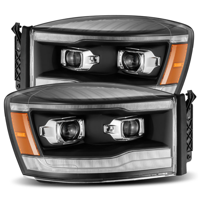 AlphaRex 06-08 Dodge Ram 1500HD LUXX LED Projector Headlights Plank Style Black w/Seq Signal/DRL 880535